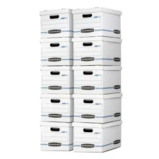 Bankers Box Basic Duty Letter/Legal File Storage Box with Lids, 10 Pack, White C