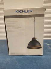 Kitchen Pendant Light Hanging Dome Decor Black And Faux Wood Rustic NEW 1048250
