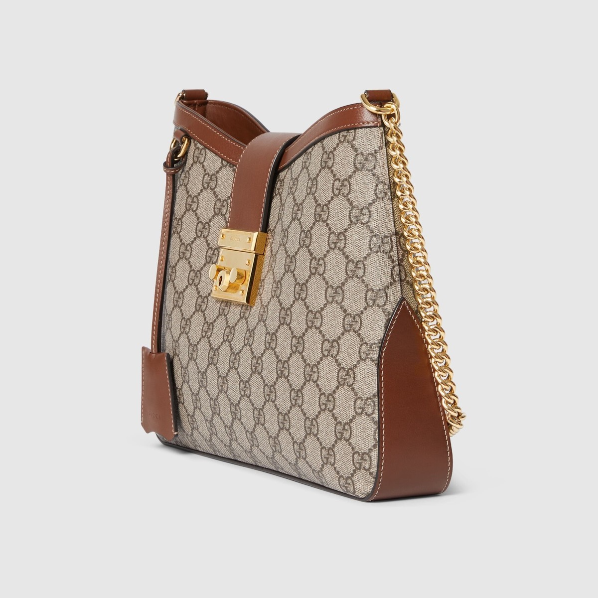 美品・ヴィンテージ【GUCCI】PADLOCK GG ショルダーバッグ GUCCI Padlock GG Large $2600 Brown Leather Shoulder Bag New