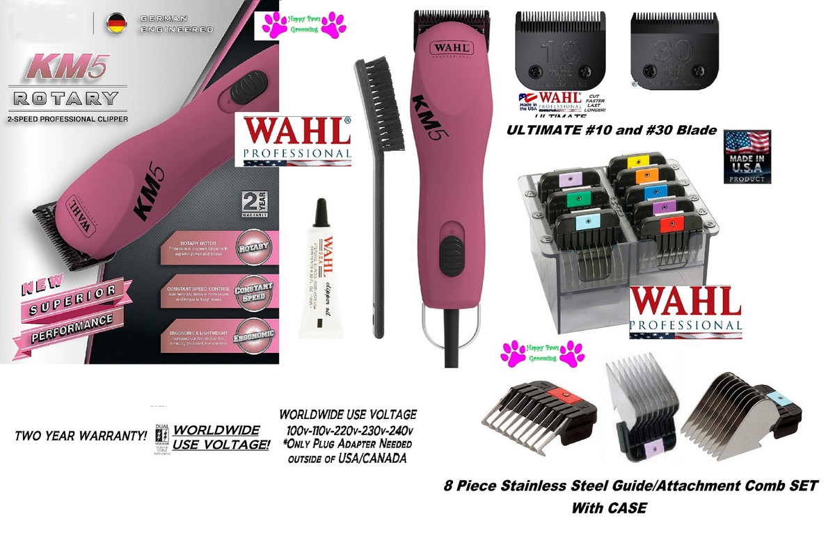 WAHL KM5バリカン&アタッチメントセット Wahl KM5 SUPER DUTY PINK Clipper KIT&ULTIMATE 10,30 Blade&8