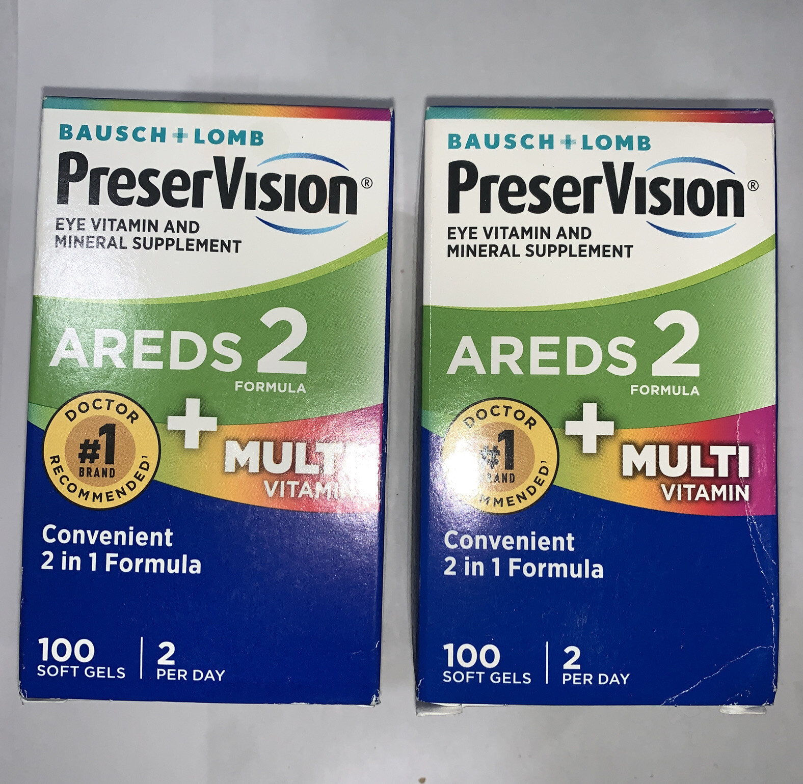 Lot Of 2 PreserVision AREDS 2 Plus Formula Multivitamin 100 Softgels ...