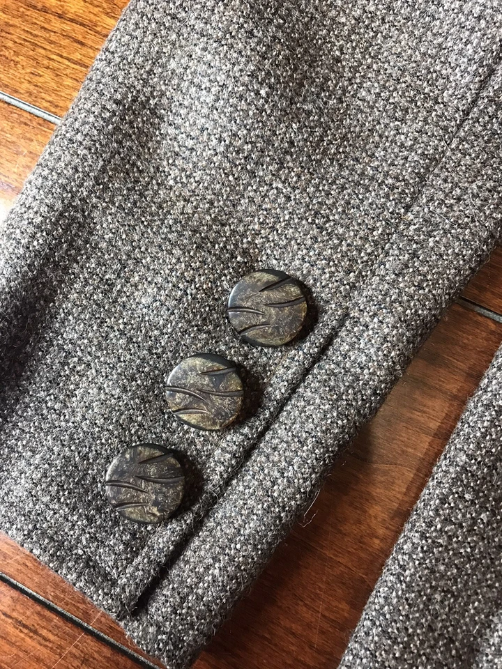 Vestido de grife Lily Samii San Francisco alta costura XS marrom tweed - Imagem 3 de 4