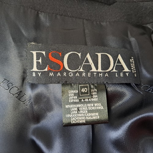 Escada Slouchy Blazer 40 UK 14 Black Doublebreasted Hip Length Wool Cashmere - Picture 10 of 10