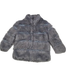 Missguided Blue Pelted Faux Fur High Collar Coat Size 4