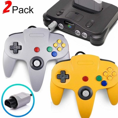 2x Classic Controller Wired Game Gamepad Joystick für N64 Konsole (Gelb+Grau)