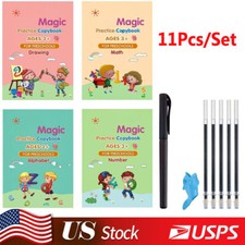 US 11Pcs Magic Practice Copybook Number Book Set Writin Preschooler Pen Reusable