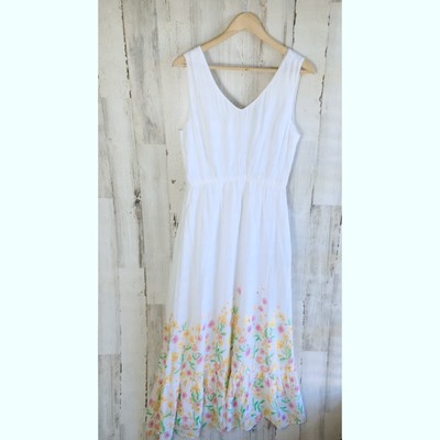 NWOT Draper James RSVP Maxi Dress White Floral Sleeveless Preppy Casual 8 M