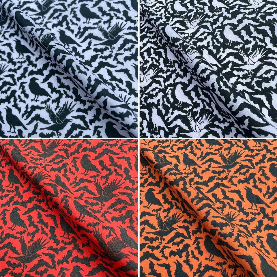 DISCOVER DIRECT Bats & Crows Halloween Polycotton Cotton Print Dress Children's Craft Fabric