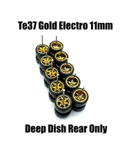 5x Sets Gold Deep Rear Te37 11mm Real Rider Wheel w/ Rubber Tires Sets for 1/64