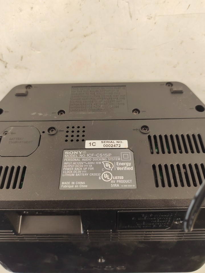 SONY Speaker Dock Clock Radio iPod iPhone ICFCS15iP Dream Machine 30