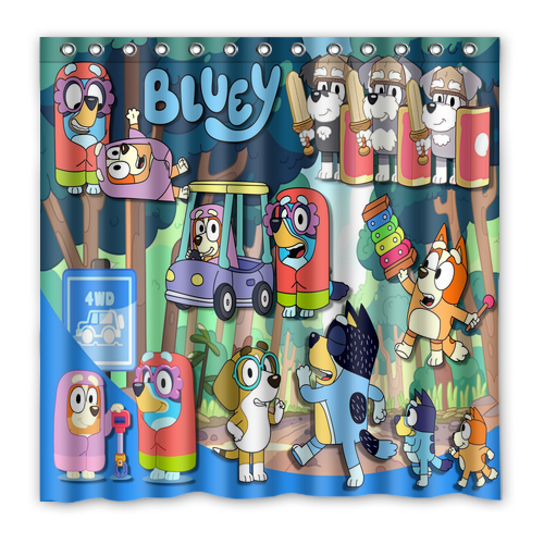 Bluey Waterproof Polyester Shower Curtain Decor with Hooks - Bild 22 von 31