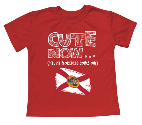 Cute Now... 'Til My Floridian Comes Out Toddler Kids Florida Flag T-shirt Cotton - Picture 6 of 8