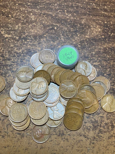 1929 LINCOLN WHEAT CENT PENNY ROLL, all coins "very fine/extremely fine" grade