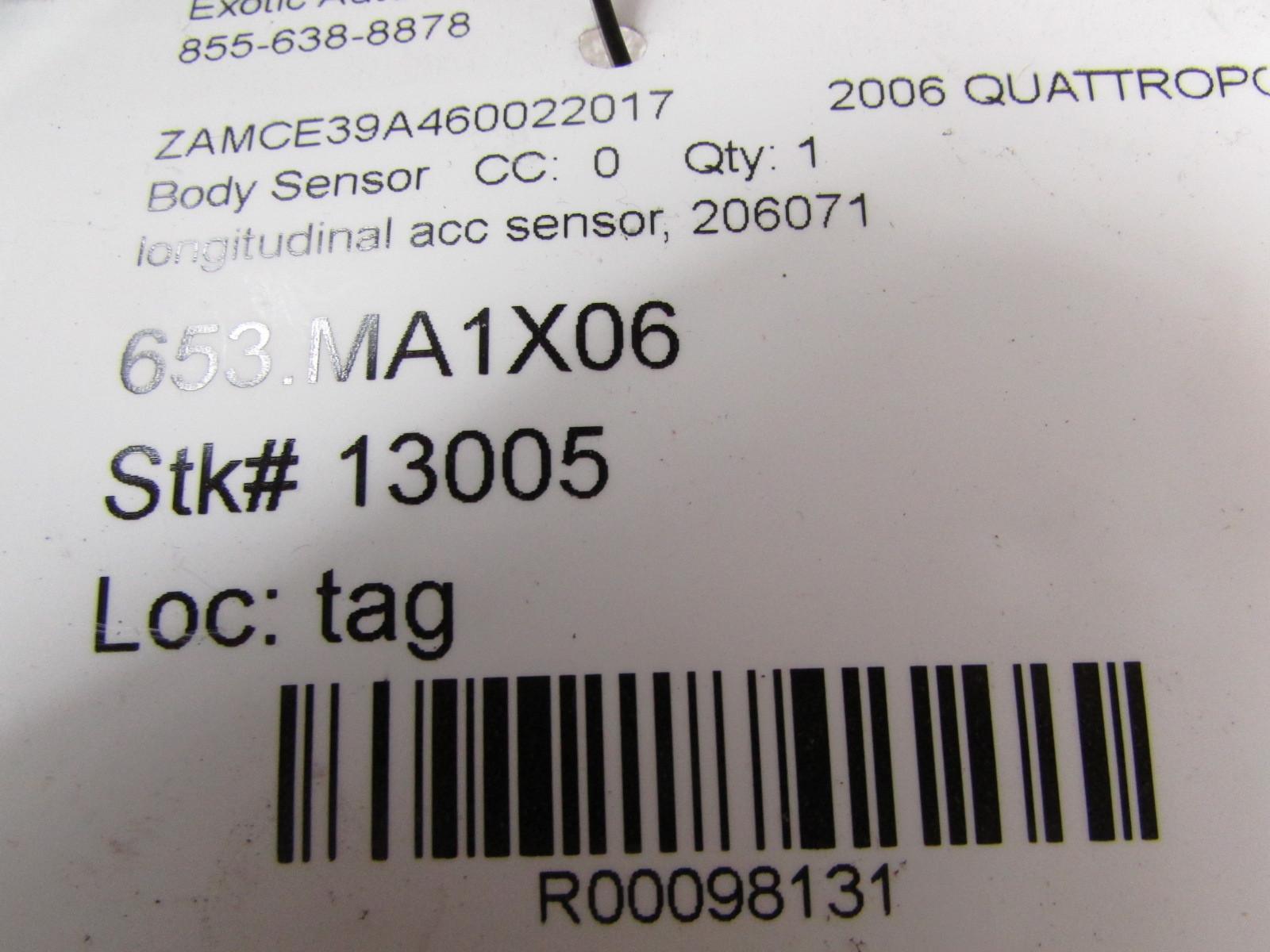 Maserati Quattroporte, Longitudinal Accelerator Sensor, Used, P/N 206071