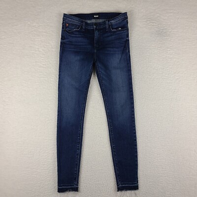 Hudson Jeans Womens 27 Nico Mid Rise Ankle Skinny Fray Dark Wash Blue