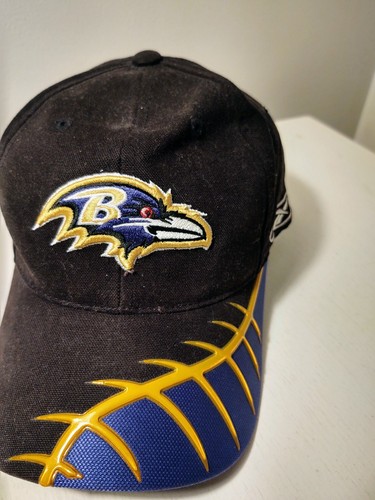 Baltimore Ravens Black/Purple Cap, Strap Back, Reebok NFL Pro Line Authentic