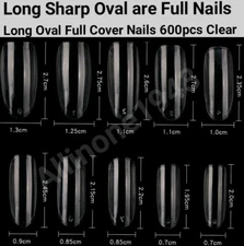 600Pc Long Sharp Oval Full Cover Artificial French False Fake Nail Tips Jargod