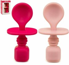 Silicone Baby Spoons for Baby Led Weaning 2-Pack, First Stage Baby Feeding Spoon