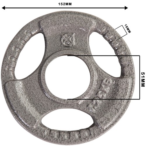 2" Olympic Weight Plates Tri Grip Cast Iron Pair of 1.25kg - Picture 3 of 3