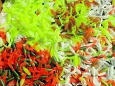 50ct ASSORTED MIX 2" TRIPLE Tail RING GRUBS Crappie Fishing Lures Panfish Baits