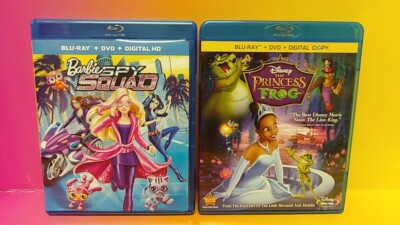 Blu-ray DVD Lot of Movies Disney Princess and the Frog Barbie