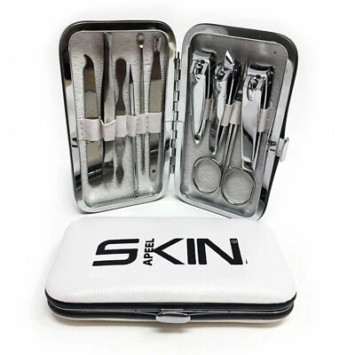 SKINAPEEL 10 Piece Manicure Pedicure Nail Care Set Cutter Clippers Kit Case Mens Ladies