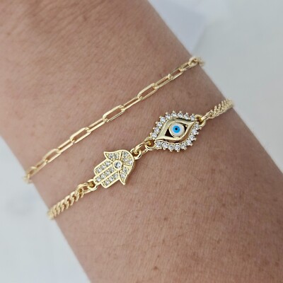 Evil Eye & Hamsa Bracelet,  Good Luck Energy Protection, Evil Eye Bracelet