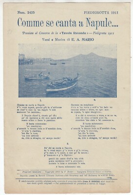 Score COME SE CANTA A NAPULE by E.A. MARIO - Bideri 1911