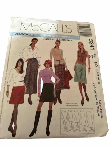 McCalls Pattern 3341 Skirt A-LINE Straight Size 12 14 16 Skirt In 5 Lengths