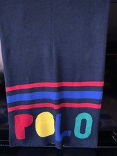 polo ralph lauren logo color block scarf 188cm x 68.5cm wool blend wrap NWT 168