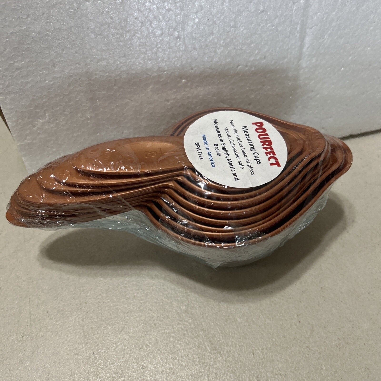 Pourfect Measuring Cup Set Satin Copper Brown 9 Piece 1/8 To 2 Cups USA