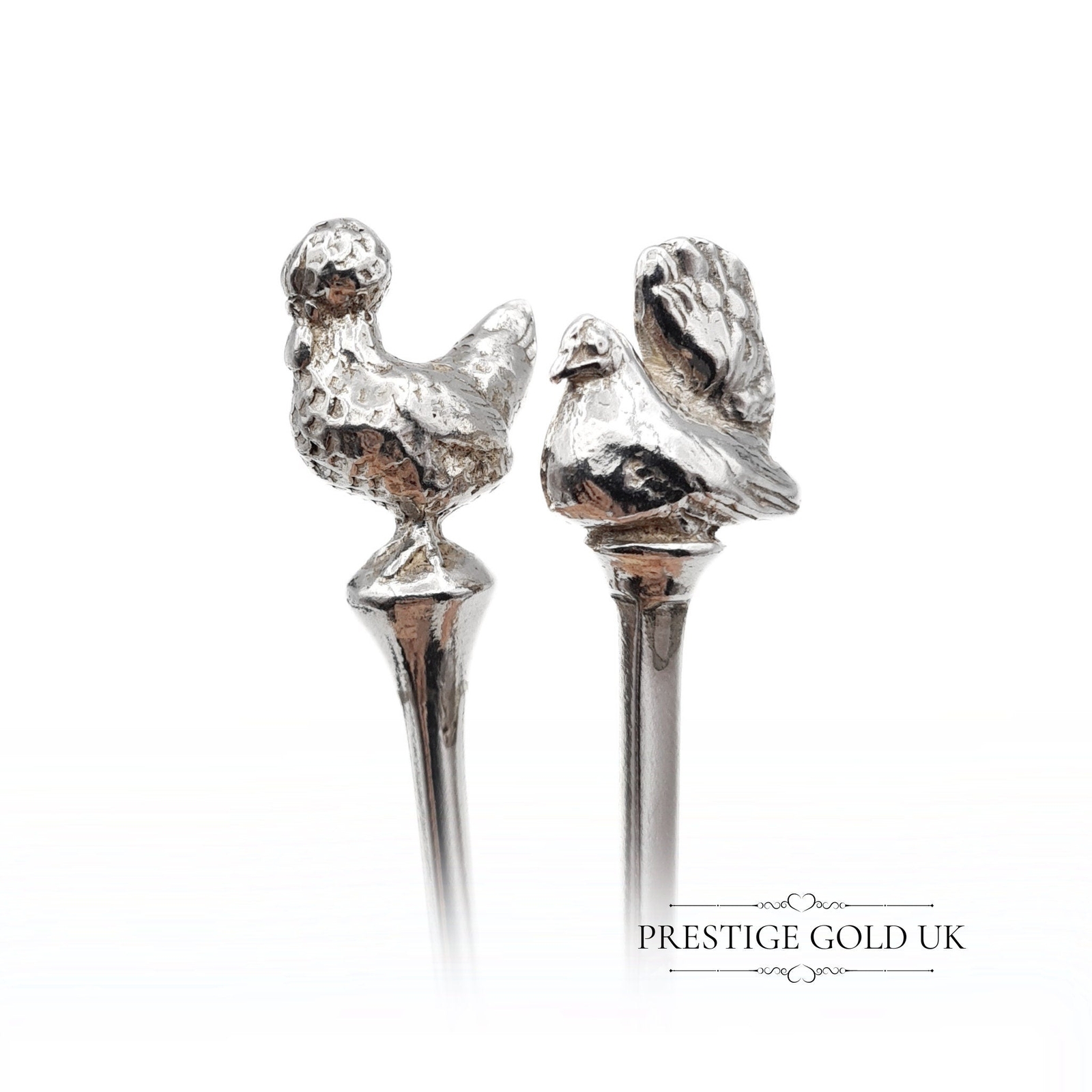 Antique Small Solid Silver Fancy Chicken Spoons - image 5