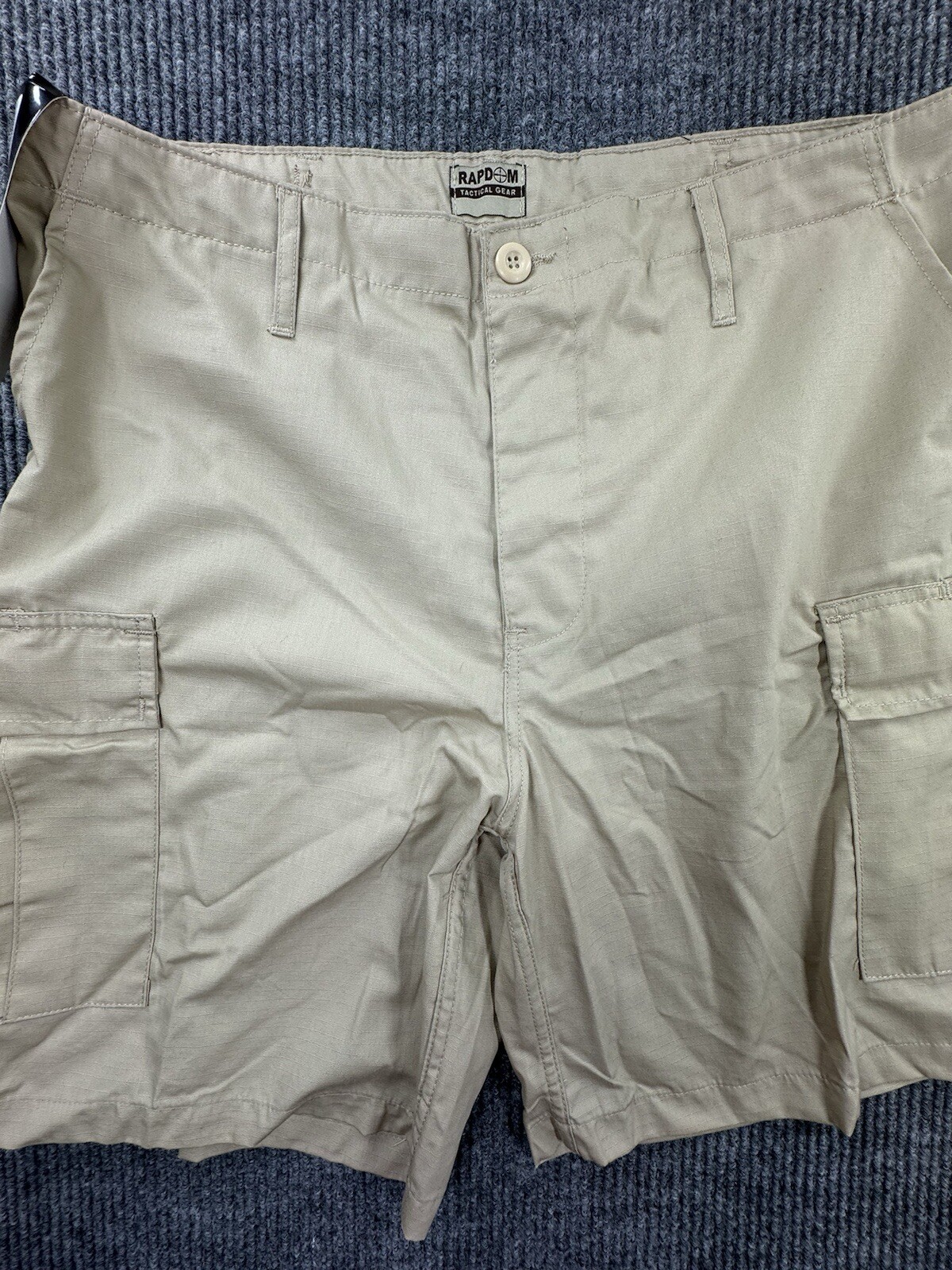 Men's Rapdom 38 Beige Khaki Tactical Shorts with Cargo Pockets & Ripstop Fabric-image