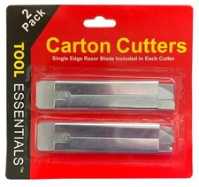 2pc Carton Cutters with Single Edge Razor Blades