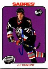J-P Dumont autographed hockey card (Buffalo Sabres) 2001 Upper Deck Vintage #29
