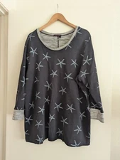 Fresh Produce blue starfish print tunic French Terry sweatshirt size 2X