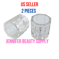2PCS CLEAR GLASS DAPPEN DISH CRYSTAL CUP NAIL ART TOOLS ACRYLIC LIQUID POWDER