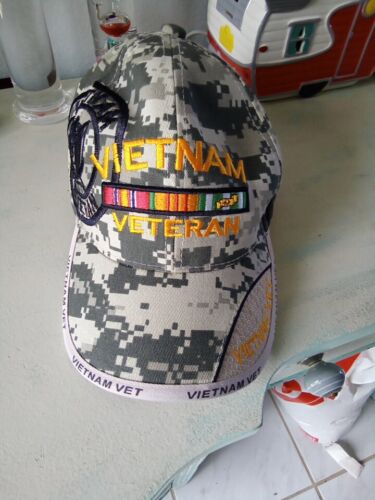 Vietnam Veteran Baseball Cap Hat Army Marine Navy Air Force Military Digital Cam - Afbeelding 1 van 5
