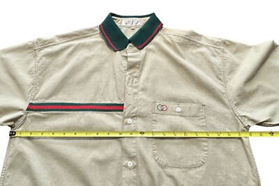 old gucci 花柄 ポロシャツ ヴィンテージ 90s Vtg 80-90s Men's Gucci Shirt Size L Polo Cotton Button Up