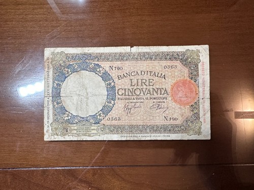 LIRE BANKNOTE 50 LUPETTA BÜNDEL ROM II TYP 24 1 1942 SELTEN MB + SAVAUDA