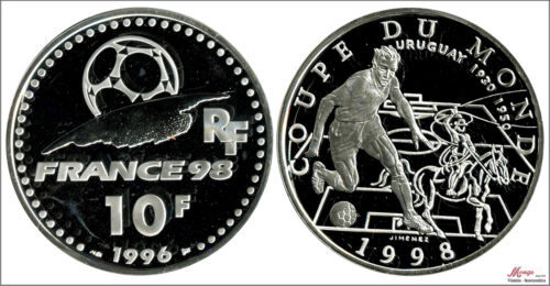 France 10 Francs 1998 / World Cup Football / 22.20 Gr. Silver PROOF KM01162