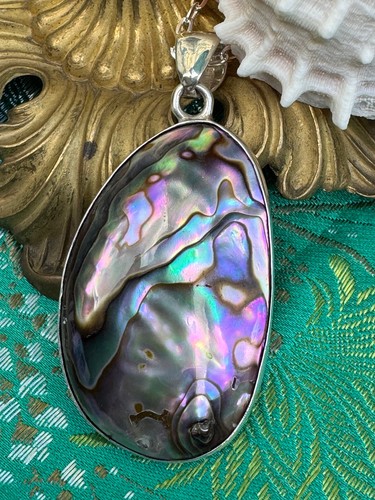Charles Albert Iridescent Abalone & Sterling Silver Handcrafted Pendant Necklace - Picture 13 of 19
