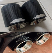 R60 MINI Cooper S JCW John Cooper Works Rolled Exhaust Tips Carbon Fibre Chrome