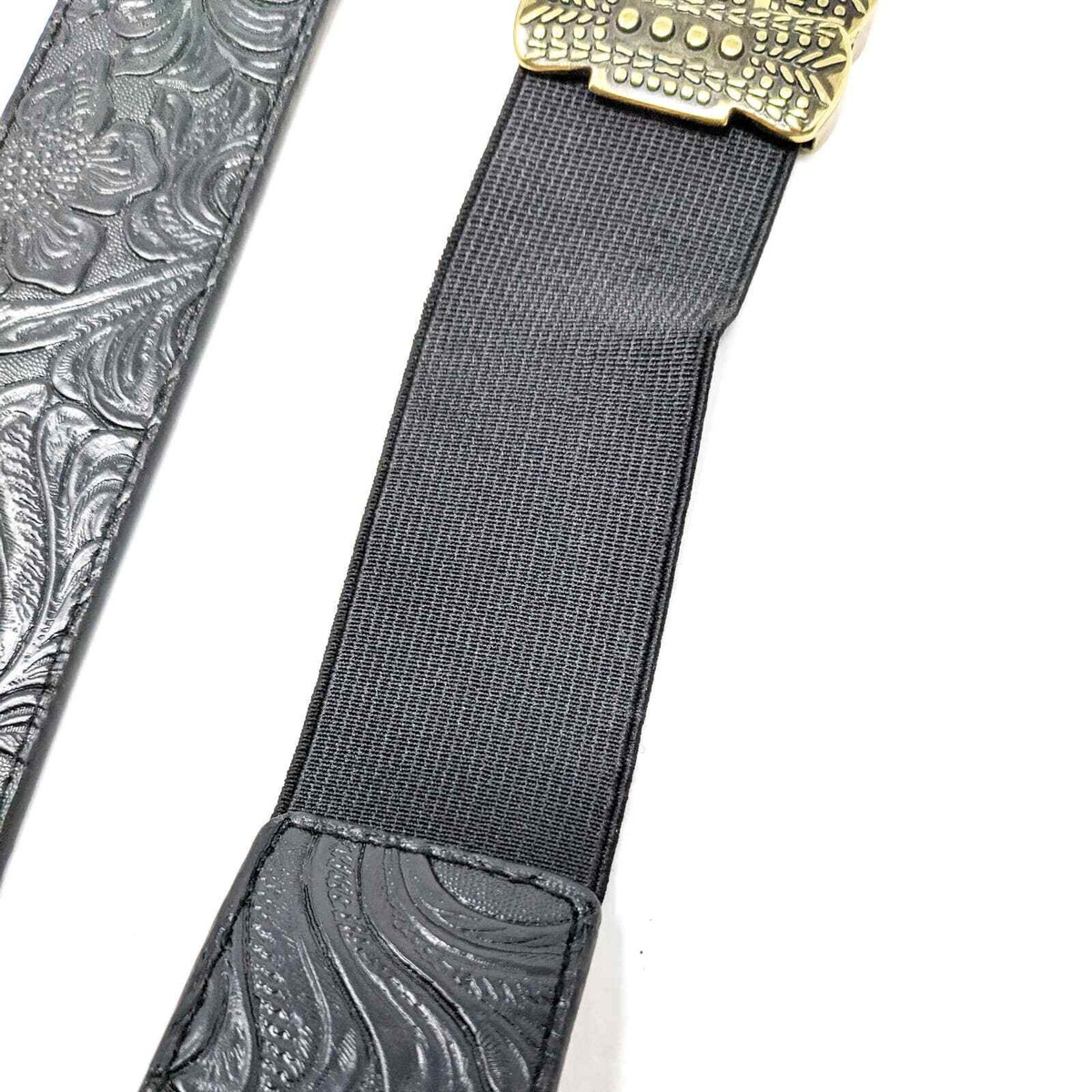 Chicos Belt Womens Medium Brown Black Leather Leopard Brass Gold Boho Western Chico main image 3