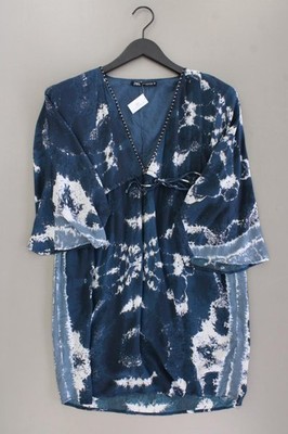  Zara Tunika Kleid für Damen Gr. 32, XS mit Batikmuster 3/4 Ärmel blau  