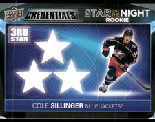 2021-22 UD Credentials #3SR-6 Cole Sillinger Star of the Night: Third * Rookies