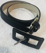 Women's Black Matte Leather Belt Dressy 3/4 Inch x 41 Inches Size Large New