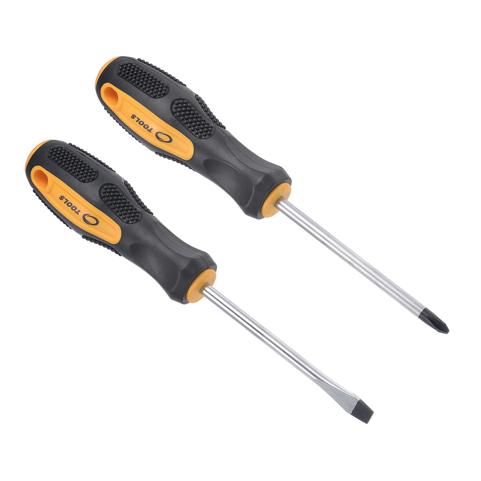 2-Piece Magnetic Screwdriver Set with Non-Slip Grip - Phillips PH2 & 7mm Slotted - 4-Inch Shaft