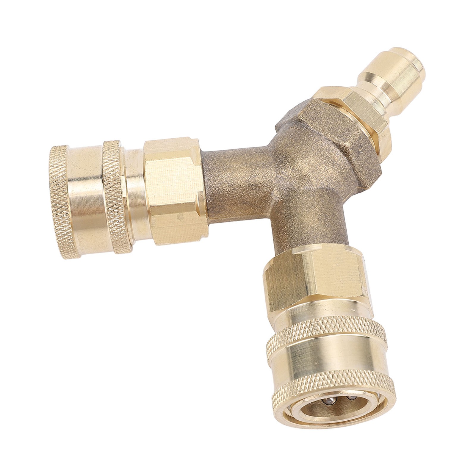 Pressure Washer Tee Splitter Coupler Brass Three Way Connector Quick Connect