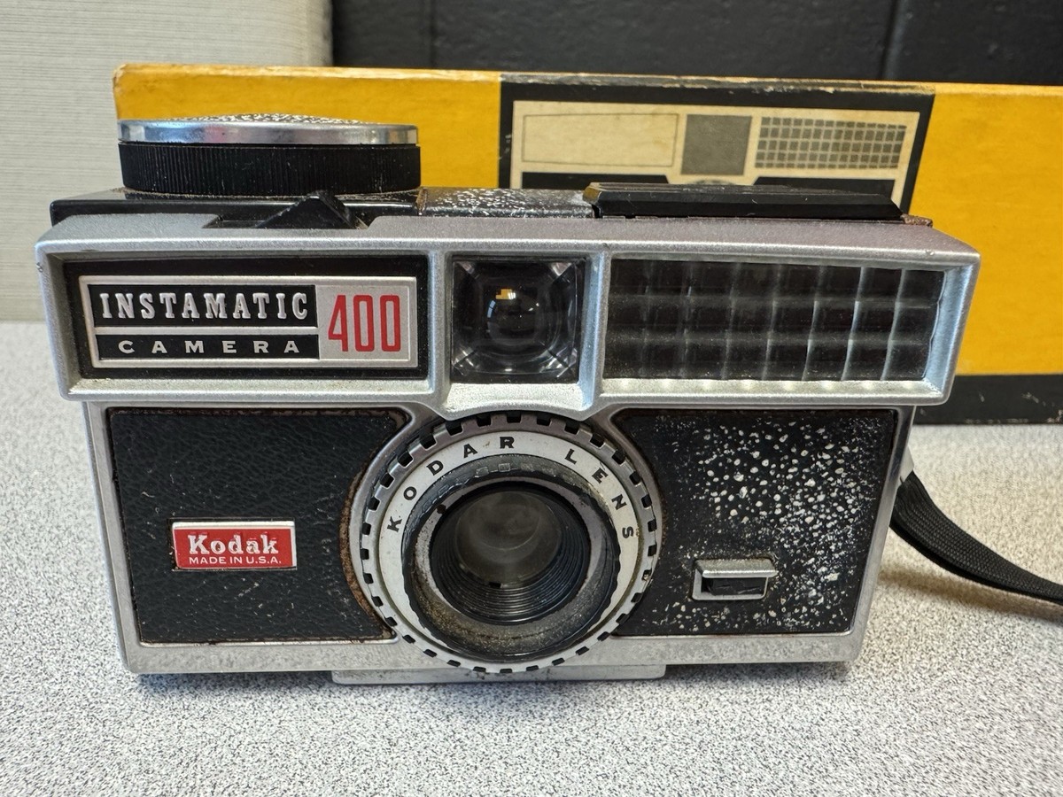 Vintage Kodak Instamatic 400 Camera Original Box, Manual & Flash